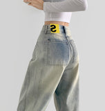 Side Pin Tuck Line Wide Fit Denim Pants