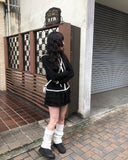Choni Lace Color Matching Two-Way Knit Hood Zip Up