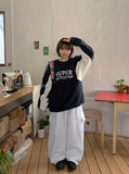 [unisex] Kiruko String Fleece Color Matching Lettering Sweatshirt