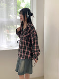 Deva vintage check brushed outer long sleeve shirt