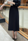 Belden Buckle Unbalance Pleated Long Skirt