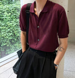 Linen collar short sleeve cardigan