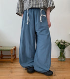 [BAONHAUS] Genbibeu Nylon Belted Wide-leg Pants