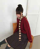 Oleun Stripe Color Matching Knit Muffler