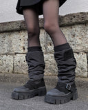 Rail banding fur padded boots