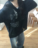 Davon Vintage Punching Damage V-Neck Knit