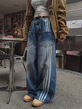Reverse line wide denim pants
