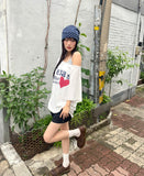 Uet US Overfit Off-Shoulder Printed Short Sleeve T-Shirt