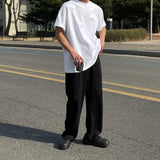 Flat ribbed knit banding pants