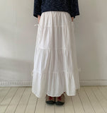 Hondas Nylon Ribbon Tiered Long Skirt