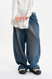 Morgan reverse pocket wide denim pants