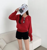 Colorful Pendant Point V-Neck Long Sleeve Knit