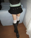 Elle Double Belt Pleated Mini Skirt