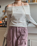 Rolly Tie Off Shoulder Long Sleeve Tee