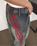Biggie Hip Line Diagonal Track Denim Pants