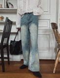 Marl flare denim pants