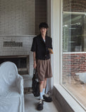 Elbow Belt Cotton Half Slacks