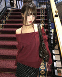 [Strap + Knit SET] Luo Strap Off-Shoulder Wool Knit