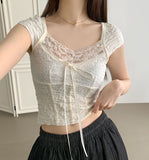 Lace Kitsch Ribbon Summer Blouse