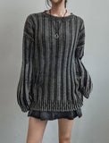 Trip Big Ribbed Damage Dyeing Washing Knit