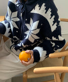 Hensil Nordic Hood Knit Zip-Up Cardigan