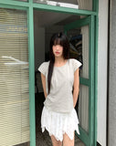 Hayo Ribbon Strap Cap Sleeve Short Sleeve Blouse