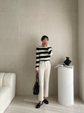 Berge semi straight fit banded cotton pants