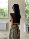 Kundi back slit strap boucle short sleeve knit