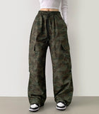 Dancer Like Camo Two-Way Military Jogger Wide Pants