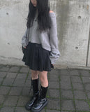 Litu Black Blue Pleats Skirt