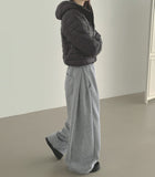 Winter Folding Pintuck Two-Way Wide Jogger Banding Brushed Pants