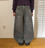 Rember Brushed Pintuck Washing Denim Wide Pants