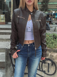 Oul vintage washing biker leather jacket
