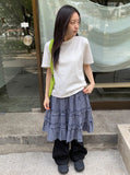 Burmil check midi banding skirt