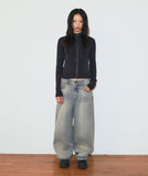 TWO TONE ZIP UP CARDIGAN