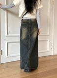 Ito Sand Washing Wide Maxi Denim Skirt