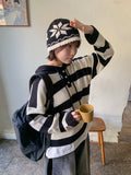 Corelli Button Stripe Hood Knit