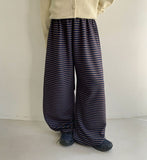 [BAONHAUS] Chesut Peach Fuzz Stripe Banding Wide Pants