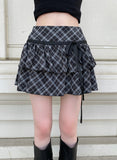 Dylan Check Ribbon Tiered Mini Skirt
