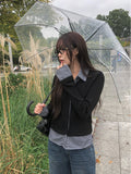 Risha Check Collar Knit Shirt Rib Cardigan