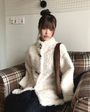 Boha Fluffy Fur High Neck Duffle Midi Coat