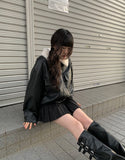 [Belt SET] Appu Stripe Pleated Skirt