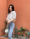 Lupine Lace Pin Tuck Puff Blouse