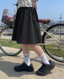 [BAONHAUS] Comne Banding Color Matching Dot Midi Skirt