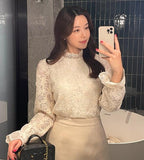 Gendia Frill Lace Brushed Blouse