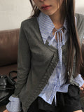 Eve Fake Layered Ruffle Shirt Cardigan