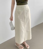 Back Zipper Slit H-line Long Skirt