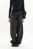 Falling low rise wide denim pants