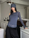 Nilo cutting see-through layered set - long sleeve, sleeveless