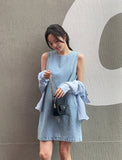Paying Denim Sleeveless Mini One Piece